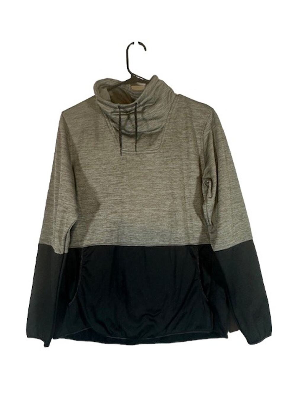 Columbia Gray Black Two-Tone Long Sleeve Cowl Neck Pullover Sweatshirt Men Sz L